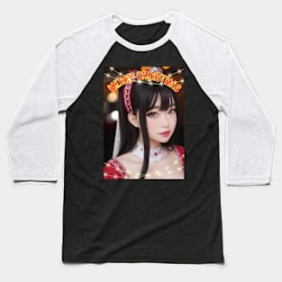 Merry Christmas Anime Girl Cosplay Xmas Cute Christmas Girl Baseball T-Shirt